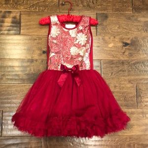 Gorgeous Girls Beaded Christmas Dark Red Dress